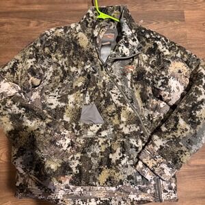 Sitka Gear Men's L Fleece Quarter Zip Camo Hunting Pullover Jacket goretex
